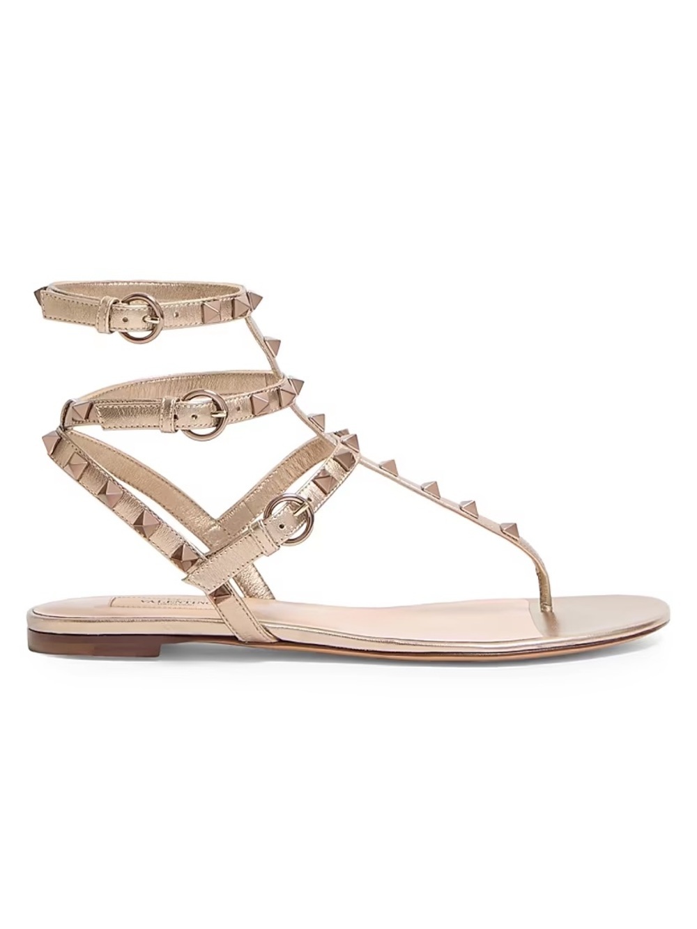 Valentino Garavani Metallic Rock
Stud Leather Sandals | Size 6.5